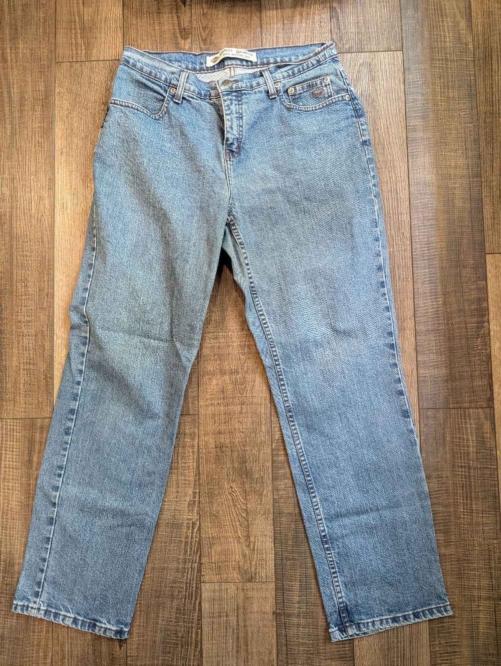 Harley Davidson Stonewash Straight Leg Denim Jeans Size 10 Petite